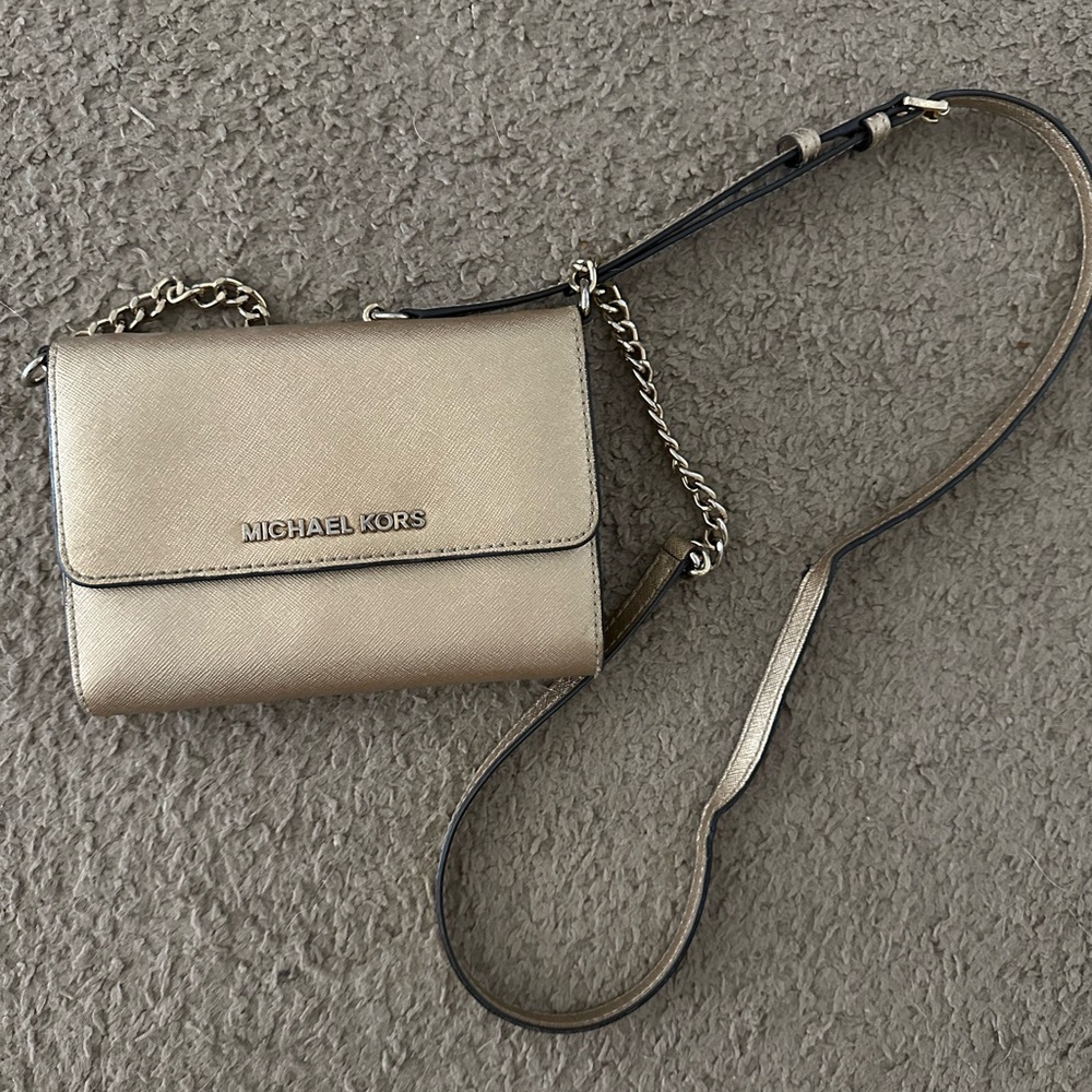 Michael Kors Gold Small Cross Body Handbag